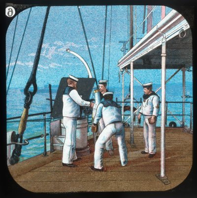 Trabajando un cañón de 3 libras -- H.M.S. Blake, c1900 de Unbekannt