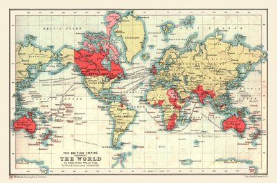 Mapa del Mundo mostrando el Imperio Británico, 1902 de Unbekannt