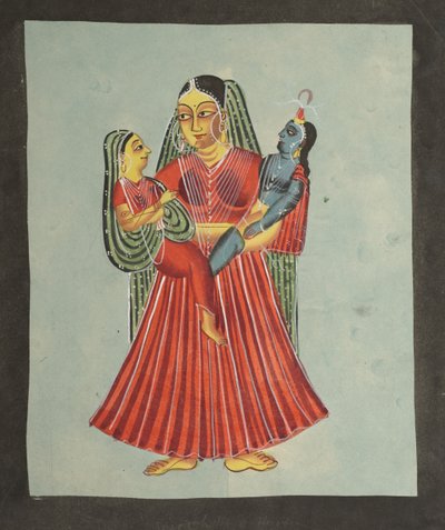 Yasoda sosteniendo a Krishna y Radha, 1800s de Unbekannt