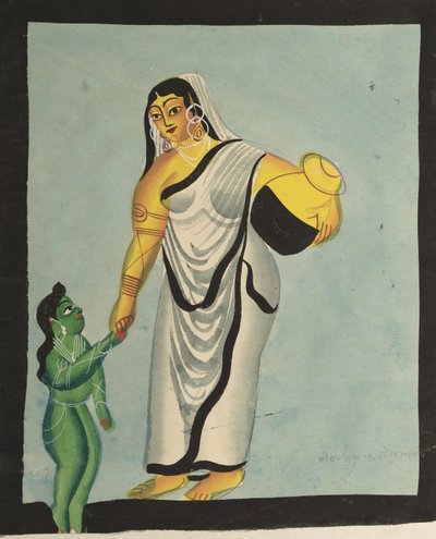 Yasoda llevando al infante Krishna a dar un paseo, 1800s de Unbekannt