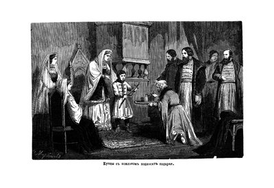 El joven Pedro el Grande recibe regalos de los comerciantes, 1875 de Unbekannt