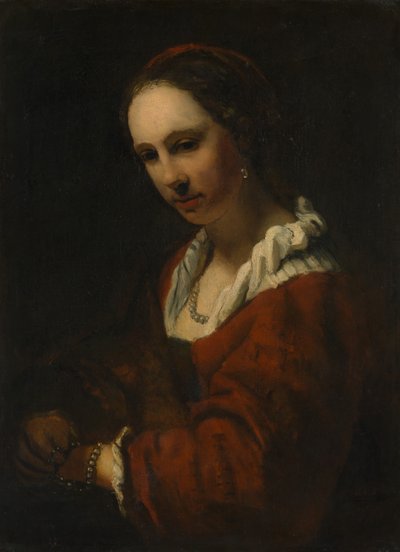 Joven Mujer con Collar de Perlas de Unbekannt