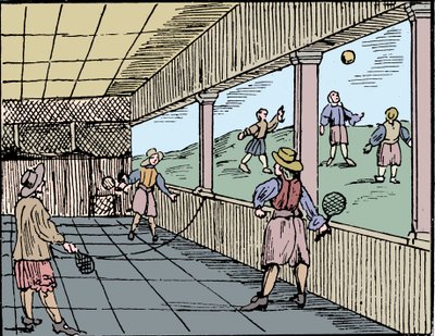 Jóvenes jugando una forma de tenis, siglo XVI de Unbekannt