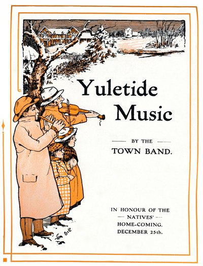 Música navideña por la banda del pueblo, 1910 de Unbekannt