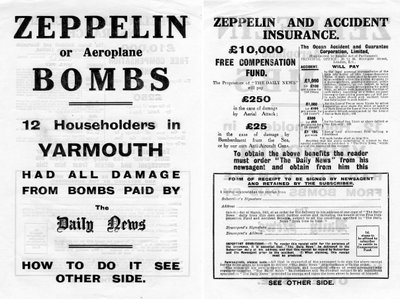 Publicidad de seguro contra accidentes y zepelín, 1910 de Unbekannt