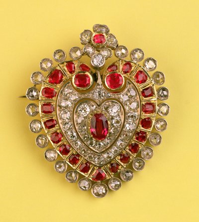 Broche antiguo en forma de corazón (diamante y rubí) de Unbekannt Unbekannt