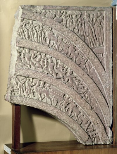 Arquitrabe de una puerta, arenisca roja, Mathura, UP, siglo II d.C. de Unbekannt Unbekannt