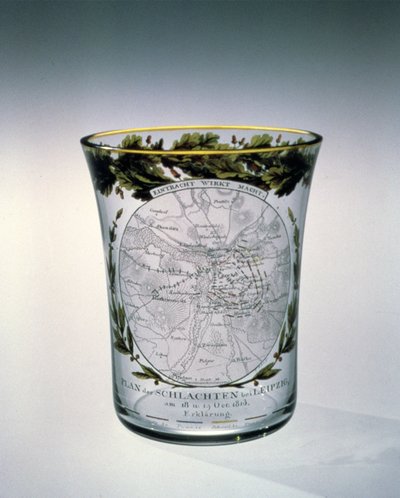 Vaso soplado, teñido y esmaltado decorado por Samuel Mohn, 1813-14 de Unbekannt Unbekannt