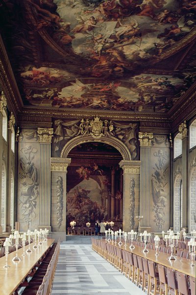 Techo de la entrada al Salón Pintado, Antiguo Colegio Naval Real, Greenwich, Londres de Unbekannt Unbekannt