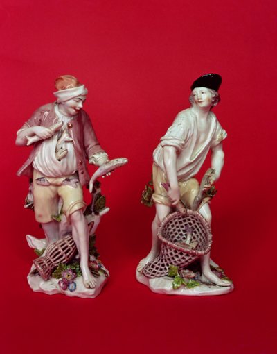 Figuras de Chelsea de pescadores borrachos después de los originales de Meissen c.1755 de Unbekannt Unbekannt