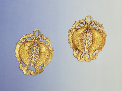 Colgantes chinos, chapados en oro de 17 quilates, Dinastía Tang, 618-907 d.C. de Unbekannt Unbekannt
