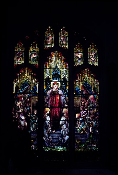 Cristo con niños pequeños por Tiffany, 1902 (ventana completa) de Unbekannt Unbekannt