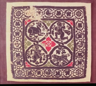 Tapiz del Imperio Romano Oriental mostrando caza de bestias salvajes, excavado en los terrenos de entierro en Akhmim, siglo III-VII de Unbekannt Unbekannt