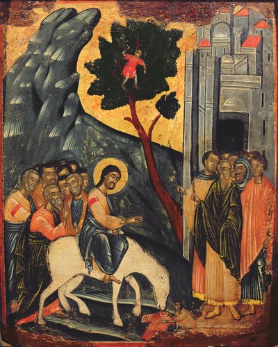 Entrada en Jerusalén, icono de las Islas Jónicas, siglo XVII de Unbekannt Unbekannt