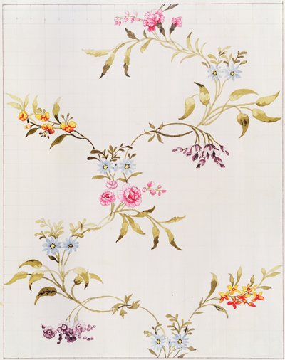 Diseño floral de claveles y rosas para un material de seda a ser tejido en Spitalfields, por Anna Maria Garthwaite (1690-1763), 1744 de Unbekannt Unbekannt