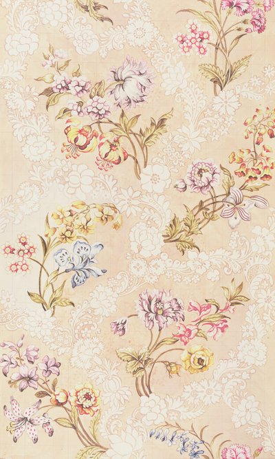 Diseño floral con peonías, lirios y rosas para seda de Spitalfields, por Anna Maria Garthwaite (1690-1763), 1744 de Unbekannt Unbekannt