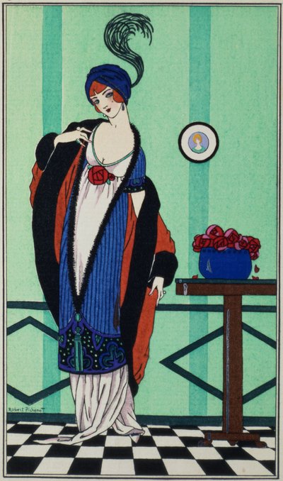 Abrigo de piel con túnica de muselina de `Costumes Parisiens por Robert Pichenot, 1913 de Unbekannt Unbekannt
