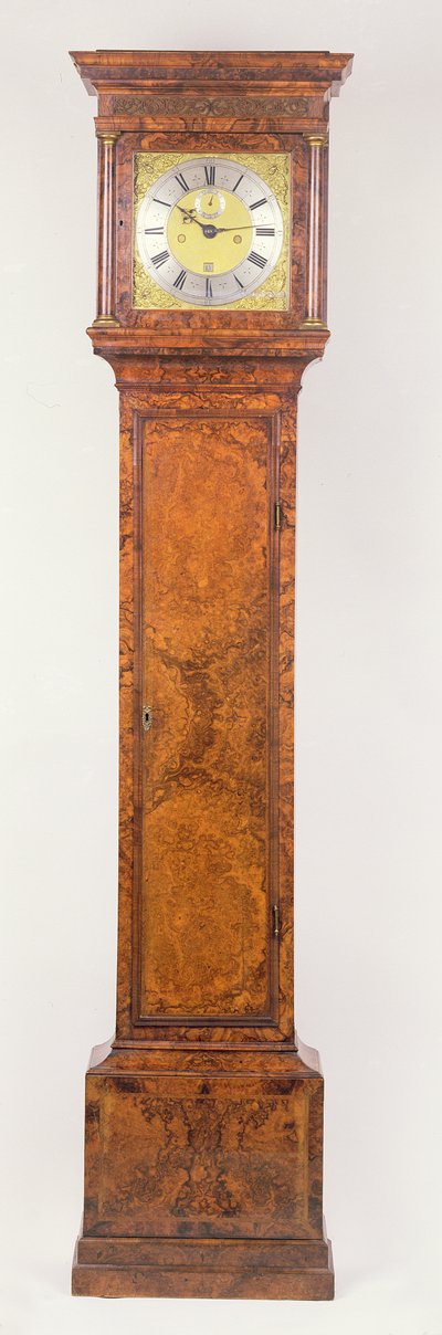Reloj de pie georgiano con caja de nogal burr, siglo XVIII de Unbekannt Unbekannt