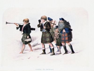 Yendo a la escuela por R.R. McIan (litografía coloreada) de Unbekannt Unbekannt