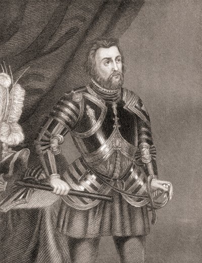 Hernán Cortés de Monroy y Pizarro, de Historia de la Conquista de México, publicado en 1850 de Unbekannt Unbekannt