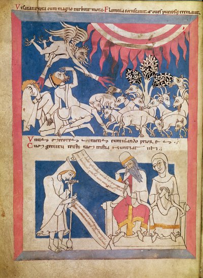 Latin 7253 15 675, f.4v: Job siendo probado por Dios de Unbekannt Unbekannt
