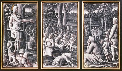 Tríptico de Limoges de San Juan Bautista predicando en el desierto, siglo XVI de Unbekannt Unbekannt