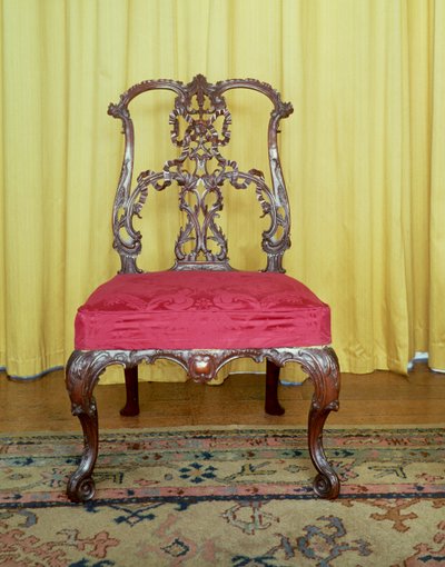 Silla de respaldo de cinta de caoba de diseño Chippendale de Unbekannt Unbekannt