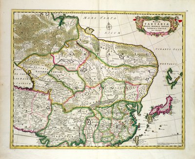 Mapa de Mongolia mostrando parte de Rusia, Japón y China, c.1680 de Unbekannt Unbekannt