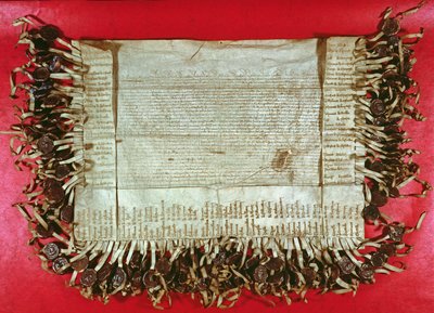 Carta medieval de protesta de la nobleza bohemia objetando el trato del Concilio de Constanza a John Huss (c.1369-1415), 1415-16 de Unbekannt Unbekannt
