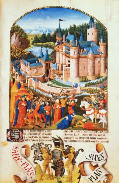 Ms 8266 f.281 Asedio del castillo de Derval por Pierre La Baud de Unbekannt Unbekannt