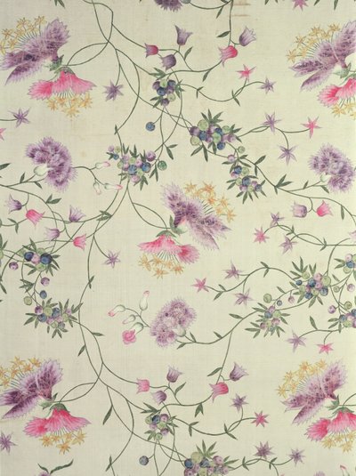 Material pintado con flores naturalistas de Unbekannt Unbekannt