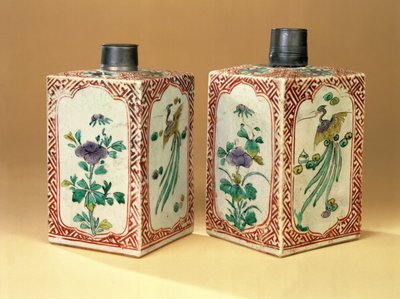 Par de botellas de sake rectangulares Ko-Kutani (Tokkuri), finales del siglo XVII de Unbekannt Unbekannt