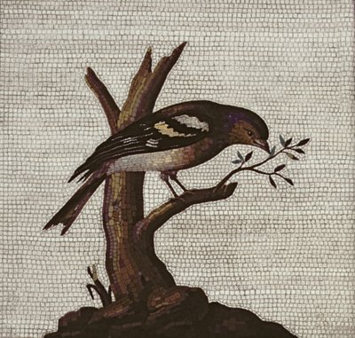Mosaico romano de un pájaro en un árbol de Unbekannt Unbekannt