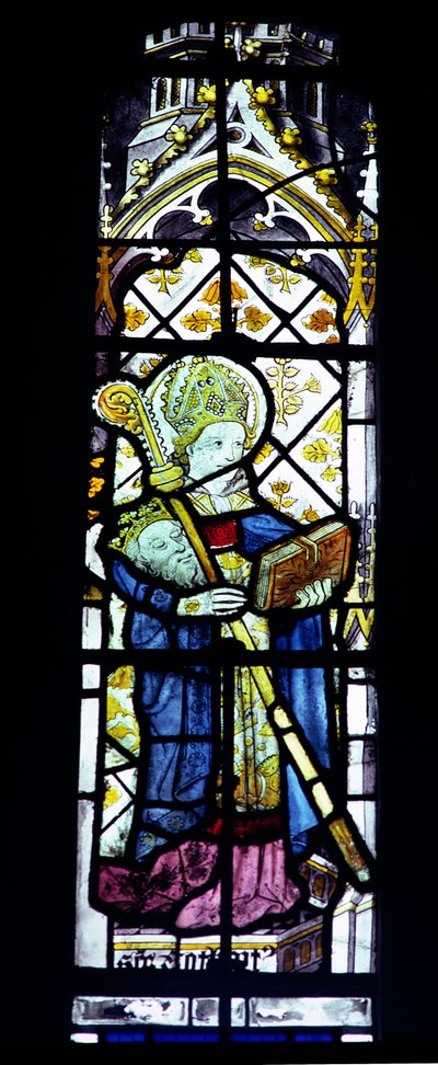 San Cuthbert llevando la cabeza del Rey Oswald, británico, siglo XV de Unbekannt Unbekannt