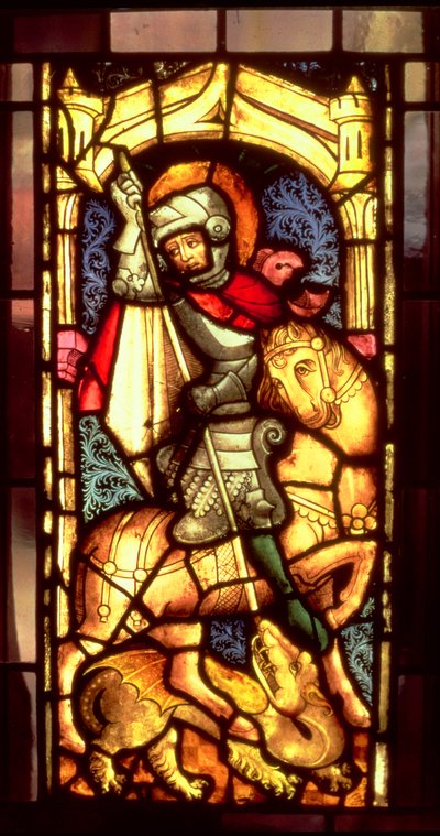Vidriera que representa a San Jorge y el Dragón de Colonia, c.1300 de Unbekannt Unbekannt