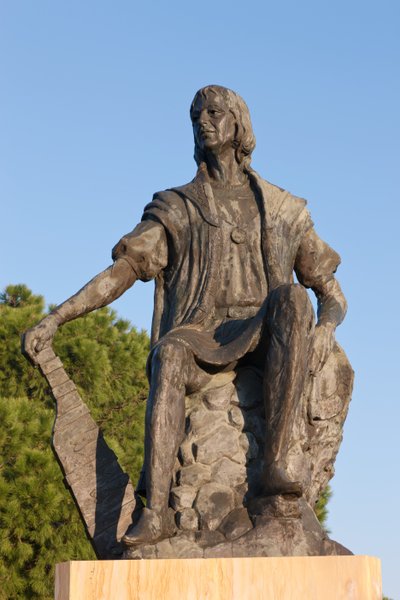Estatua de Cristóbal Colón en el Monasterio de La Rábida, Provincia de Huelva, Andalucía, sur de España de Unbekannt Unbekannt
