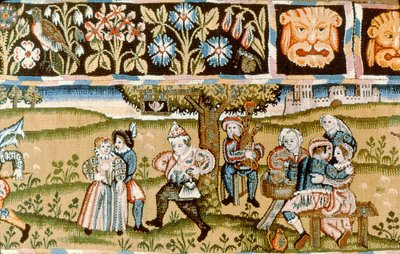 Valance de tapiz mostrando escenas de caza, inglés temprano, siglo XVII de Unbekannt Unbekannt