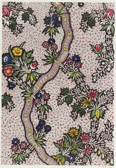 Diseño textil de formas vegetales y cintas serpenteantes, c.1770 de Unbekannt Unbekannt