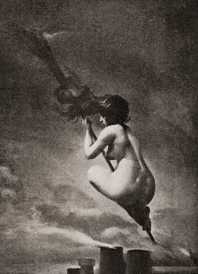 La bruja en su escoba, después de una obra de L.R. Falero. De Illustrierte Sittengeschichte vom Mittelalter bis zur Gegenwart de Eduard Fuchs, publicado en 1909. de Unbekannt Unbekannt