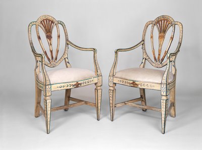 Dos sillones pintados de Hepplewhite, finales del siglo XVIII de Unbekannt Unbekannt