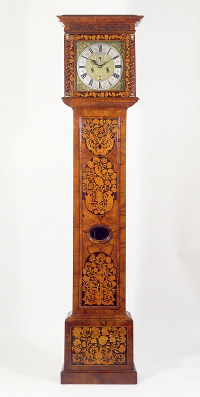 Reloj de pie de marquetería de panel de nogal, por James Clowes (fl.1671-89) de Unbekannt Unbekannt