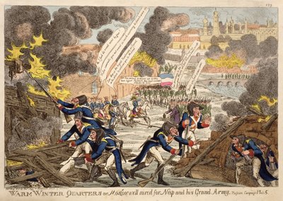 Cuarteles de invierno cálidos o Moscú bien ventilado para Napoleón y su Gran Ejército, de una serie titulada la Campaña Rusa, mayo 1813 de Unbekannt Unbekannt