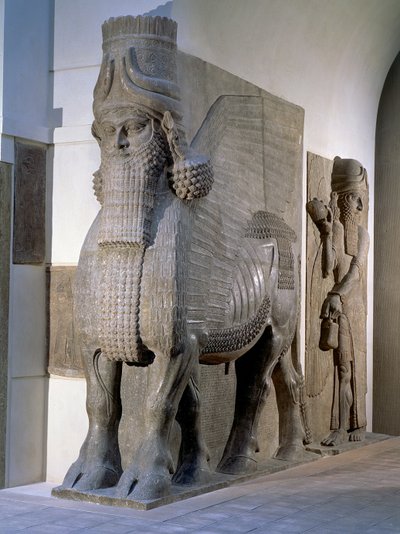 00330 Toro alado de la fachada del Palacio del Rey Sargón II, Khorsabad, Período Asirio Tardío, c.725 a.C. de Unbekannt
