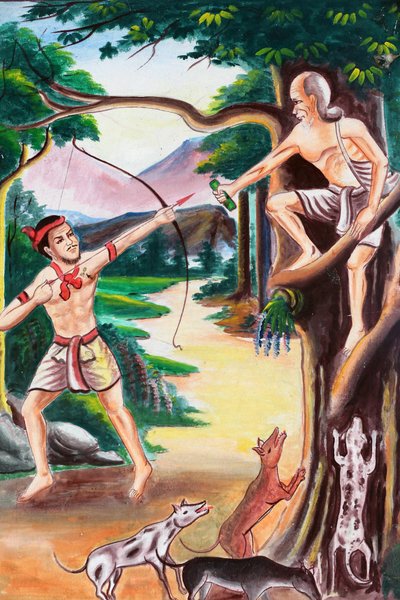 20151102, Vang Vieng, Laos: Los cuentos Jataka son narrativas sobre las vidas anteriores del Buda (es decir, antes de que naciera por última vez para convertirse en el Buda) de Unbekannt