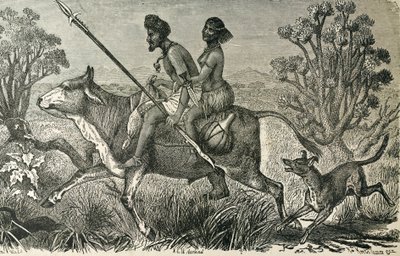 ÁFRICA (siglo XIX). Habitantes de África Central. Grabado. de Unbekannter Künstler