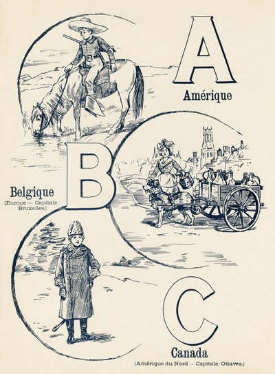 A B C: América, Bélgica, Canadá - ABC de los dos mundos. Emile Guerin, editor, París, hacia 1900. de Unbekannt
