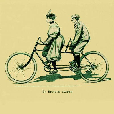 Una bicicleta tándem de Unbekannter Künstler