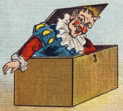 Un diablo. Grabado en "Alfabeto de mi pequeña hija". Bernardin-Bechet y Fils, libreros-editores, París, alrededor de 1895. Álbum irrompible en lienzo. Biblioteca de Bebés. 12 páginas. Álbum que contiene un método de lectura y un abecedario ilustrado de Unbekannt