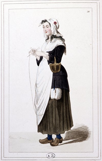 Una tejedora de guillotina en 1793. c.1810 (Grabado) de Unbekannter Künstler