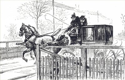 Un coche de caballos circulando por las calles de Londres. de Unbekannter Künstler